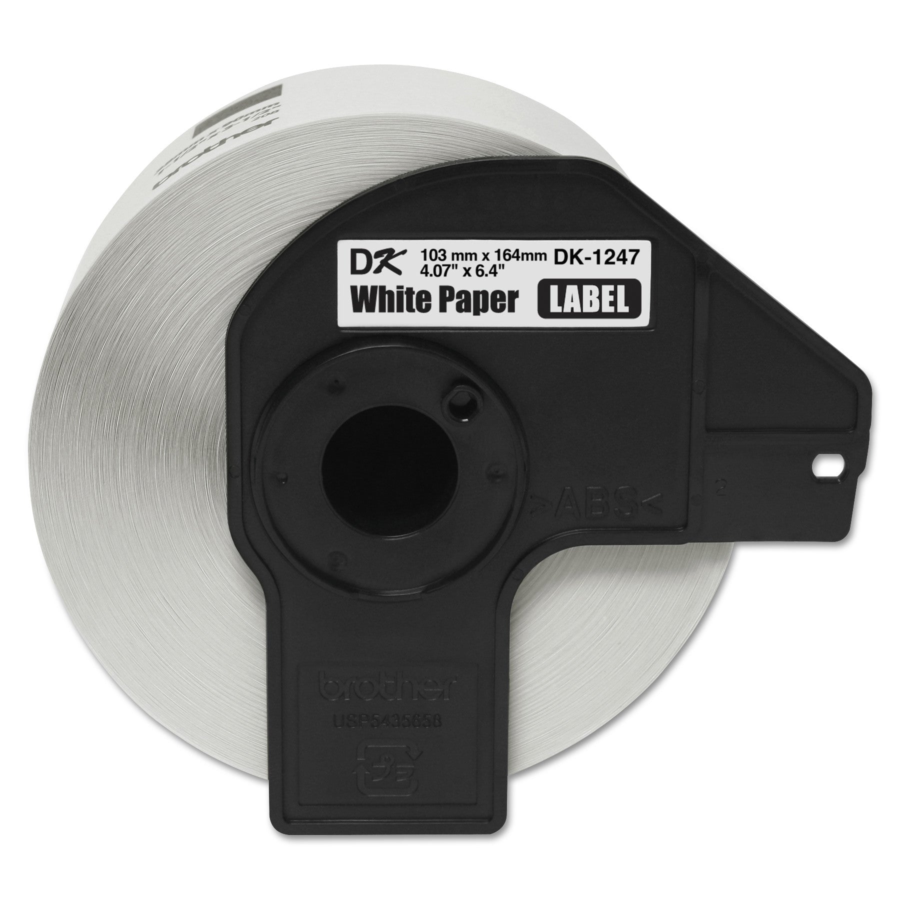 Brother P-Touch® DK1247 Label Tape, 4.07" x 6.4", Black on White, 180/Roll