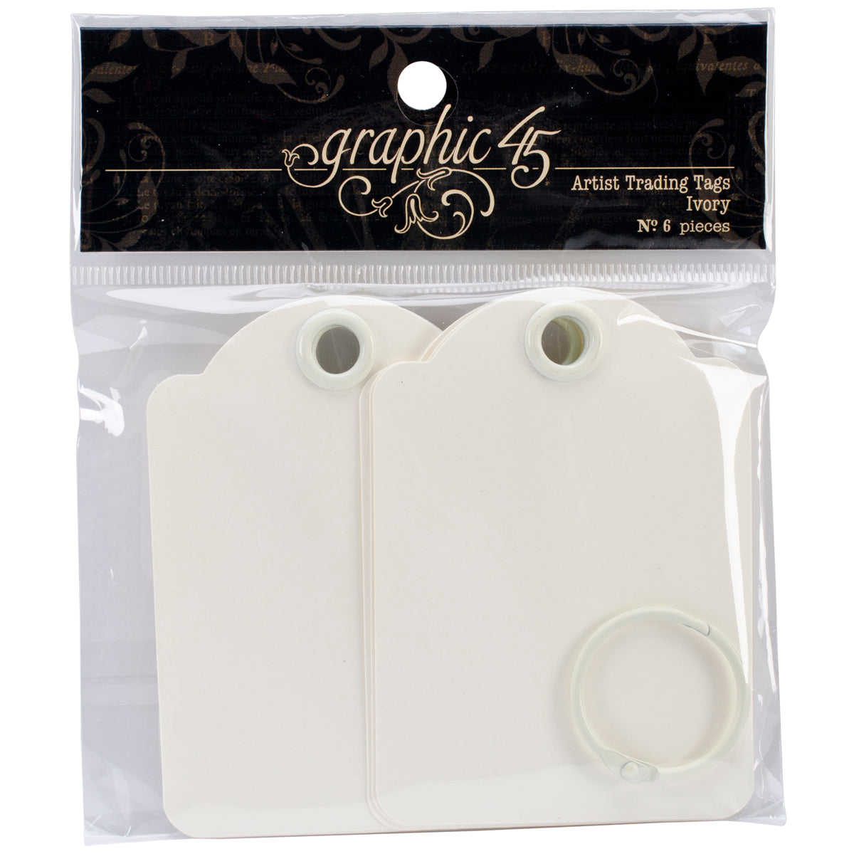 Graphic 45 Staples Artist Trading Tag Album 3.5"X2.5" Ivory