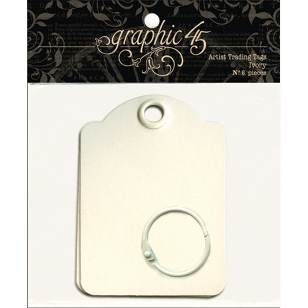 Graphic 45 Staples Artist Trading Tag Album 3.5"X2.5" Ivory