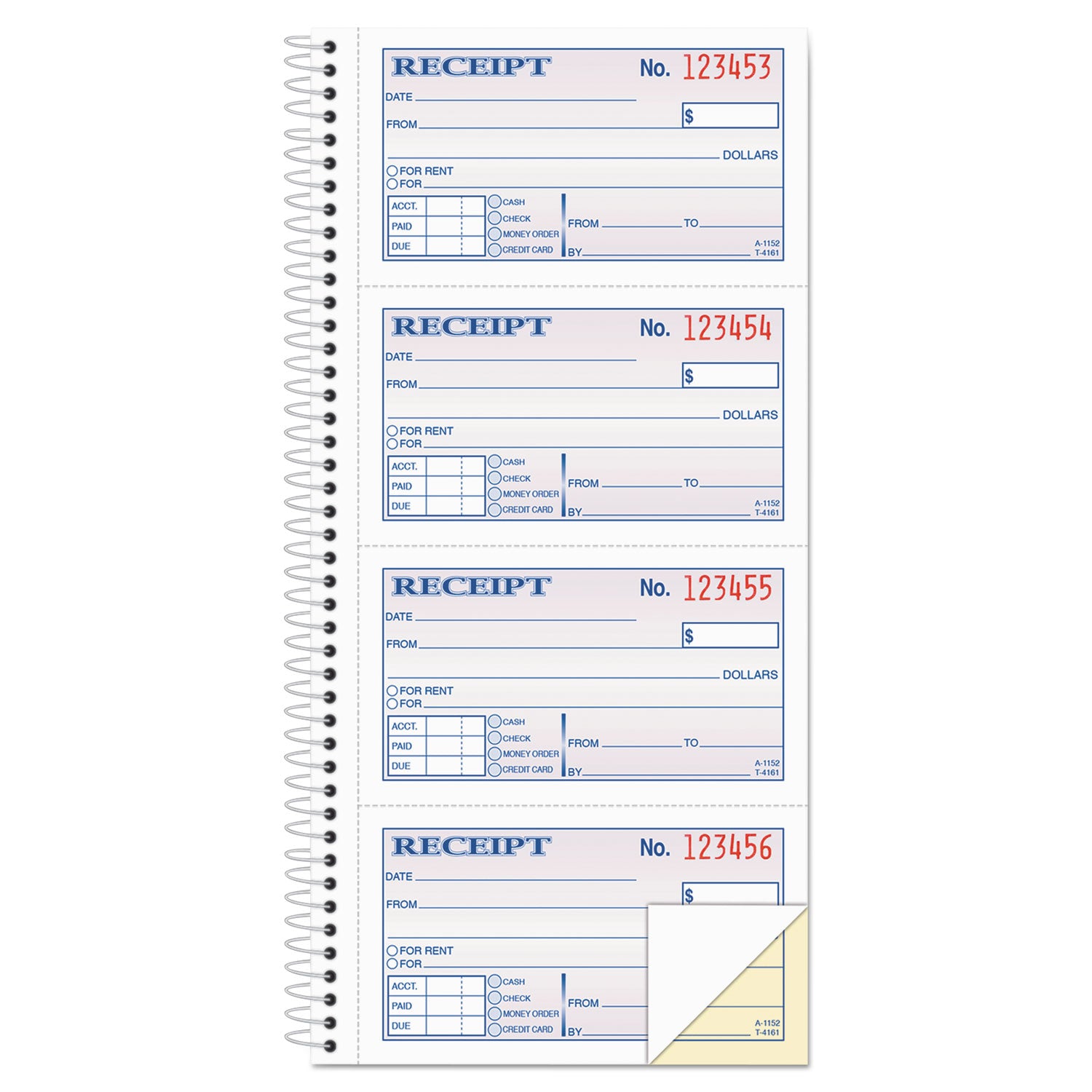 Adams® Two-Part Rent Receipt Book, 2 3/4 x 4 3/4, Carbonless, 200 Forms