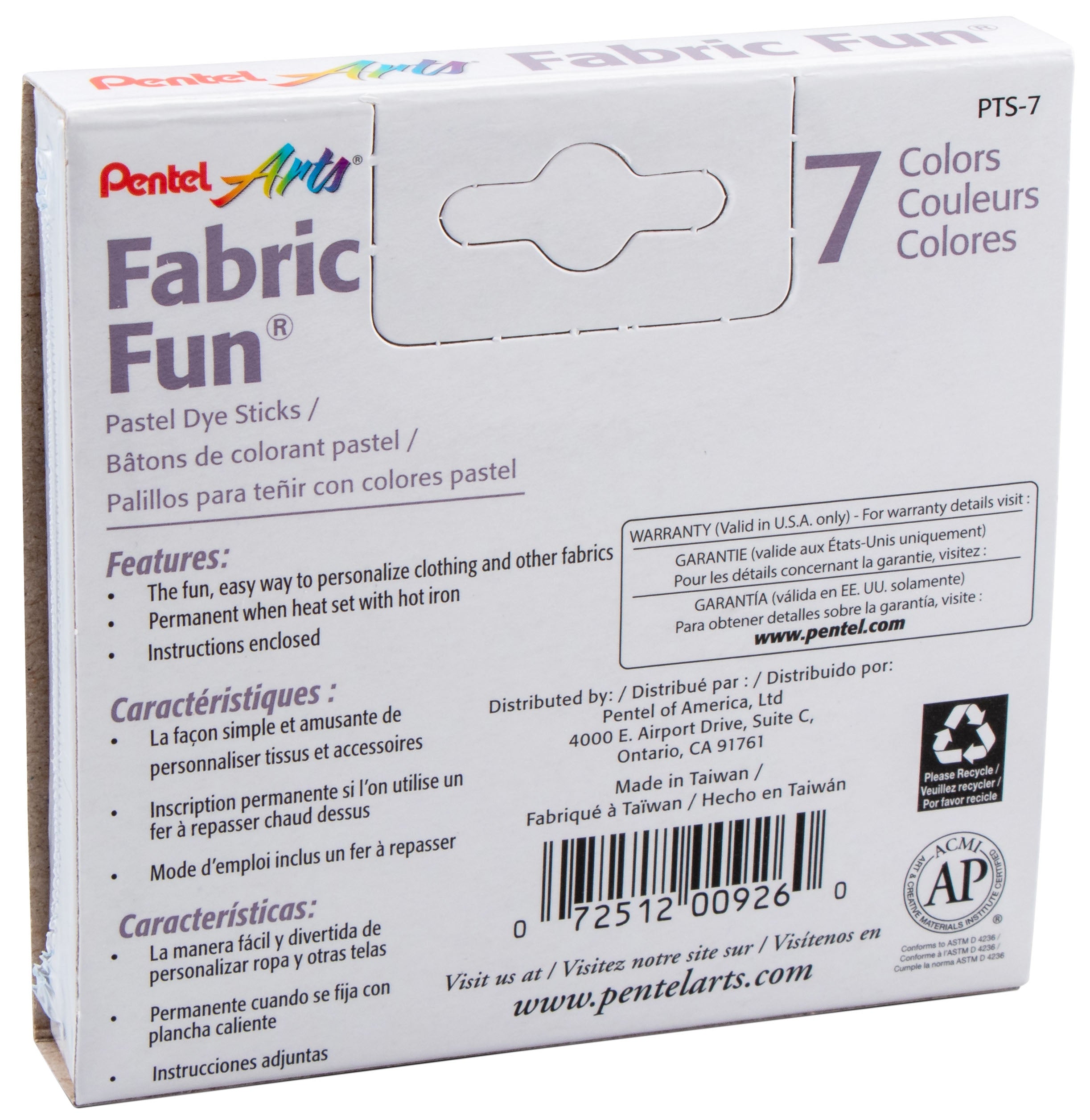 Fabric Fun Pastel Dye Sticks 7/Pkg Assorted Colors