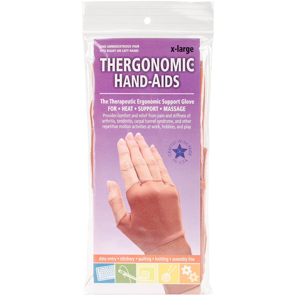 Thergonomic Hand-Aids Support Gloves 1 Pair Extra Large