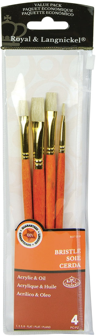 Value Pack Brush Sets Bristle Flat 4/Pkg
