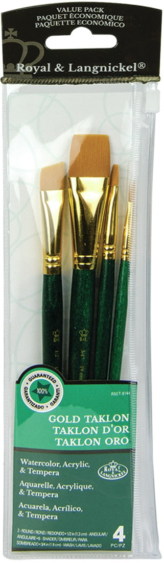 Gold Taklon Value Pack Brush Set 4/Pkg