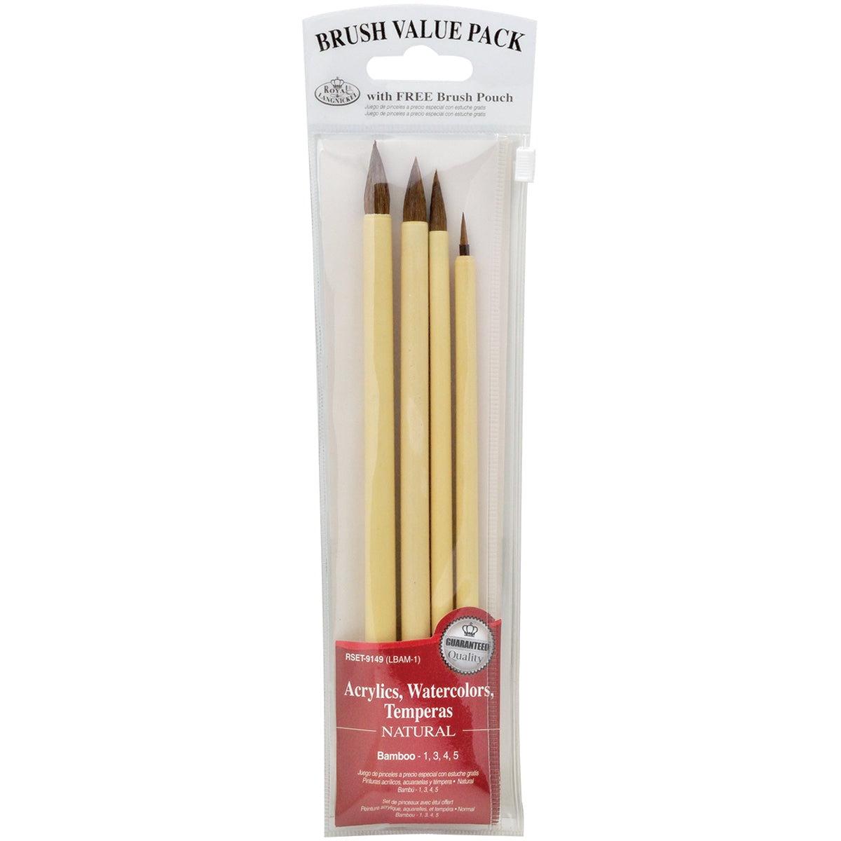 Value Pack Brush Sets Bamboo Brown Hair 4/Pkg