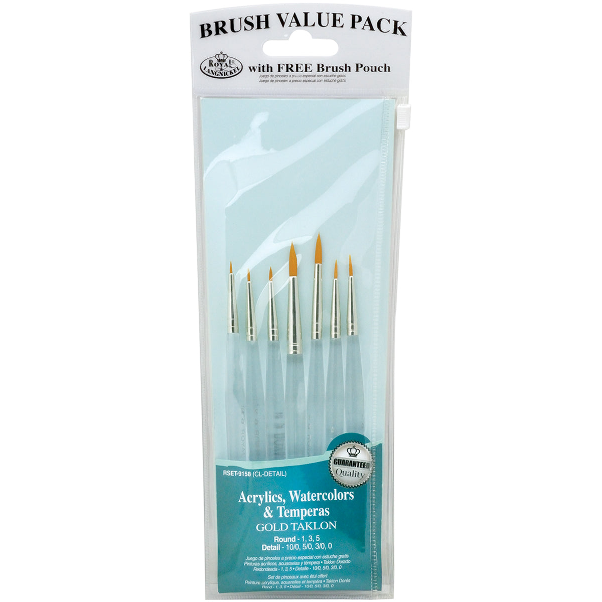 Value Pack Brush Sets Gold Taklon Detail 7/Pkg