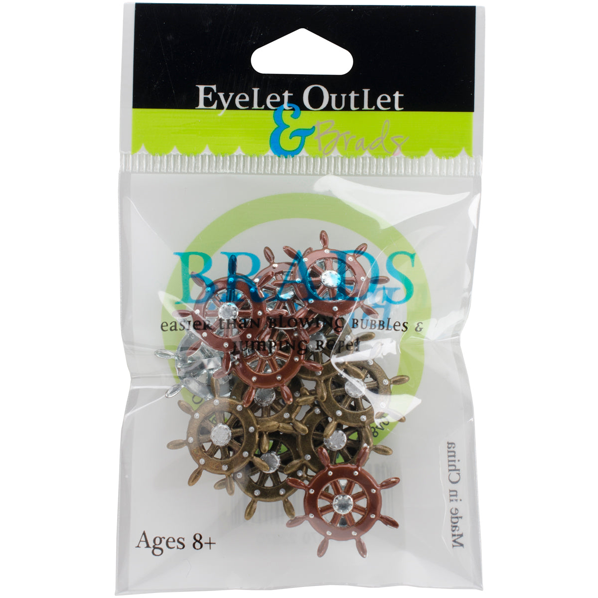 Eyelet Outlet Shape Brads 12/Pkg Ship Wheel