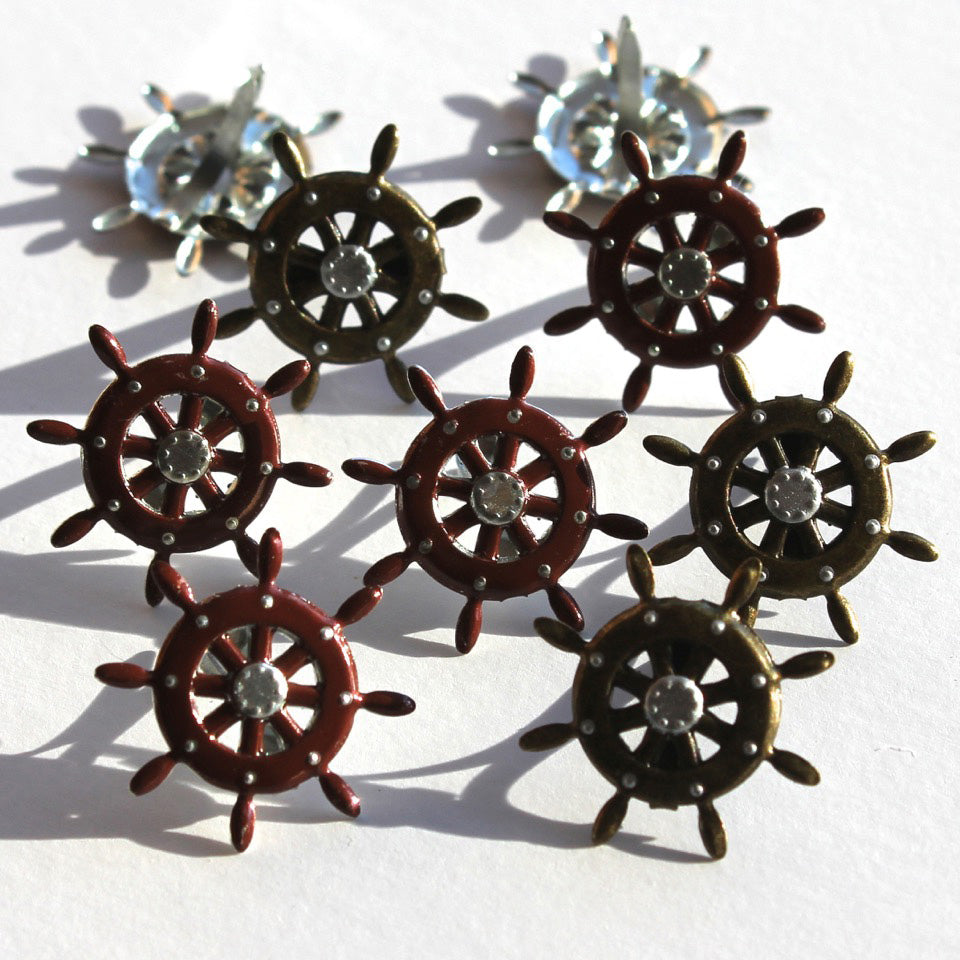Eyelet Outlet Shape Brads 12/Pkg Ship Wheel