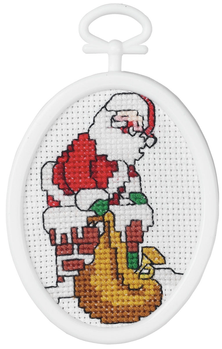 Down The Chimney Mini Counted Cross Stitch Kit 2.75" Oval 18 Count