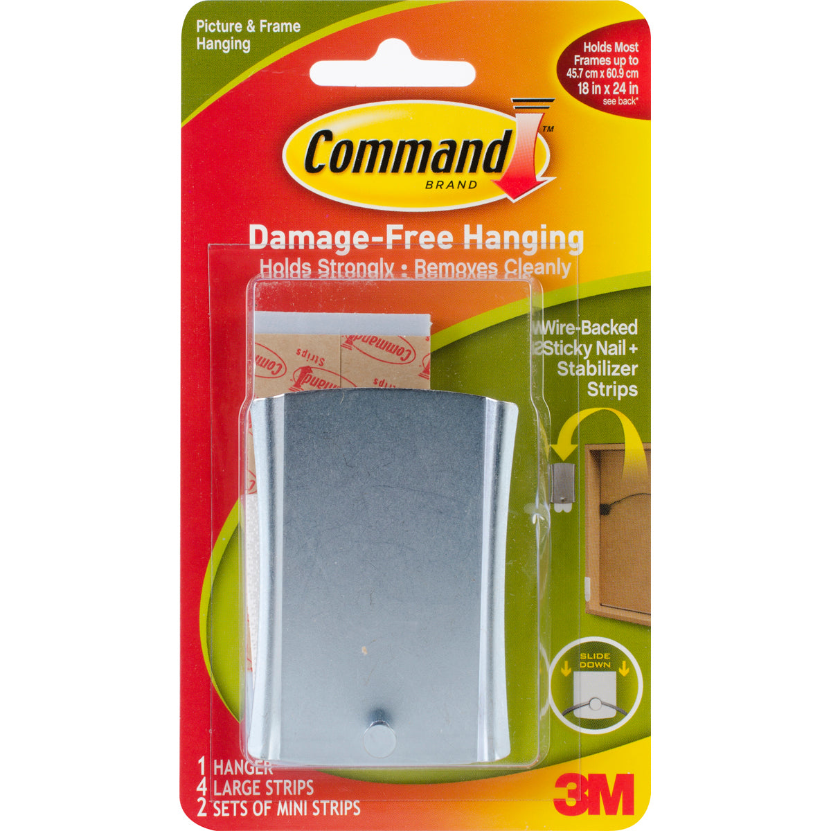 Command Wire-Backed Sticky Nail 1 Hanger, 4 Large Strips & 2 Mini Strips