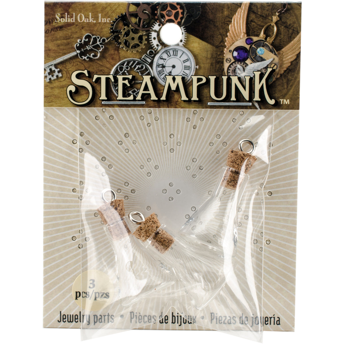 Steampunk Glass Accents 3/Pkg  Erlenmeyer Flasks