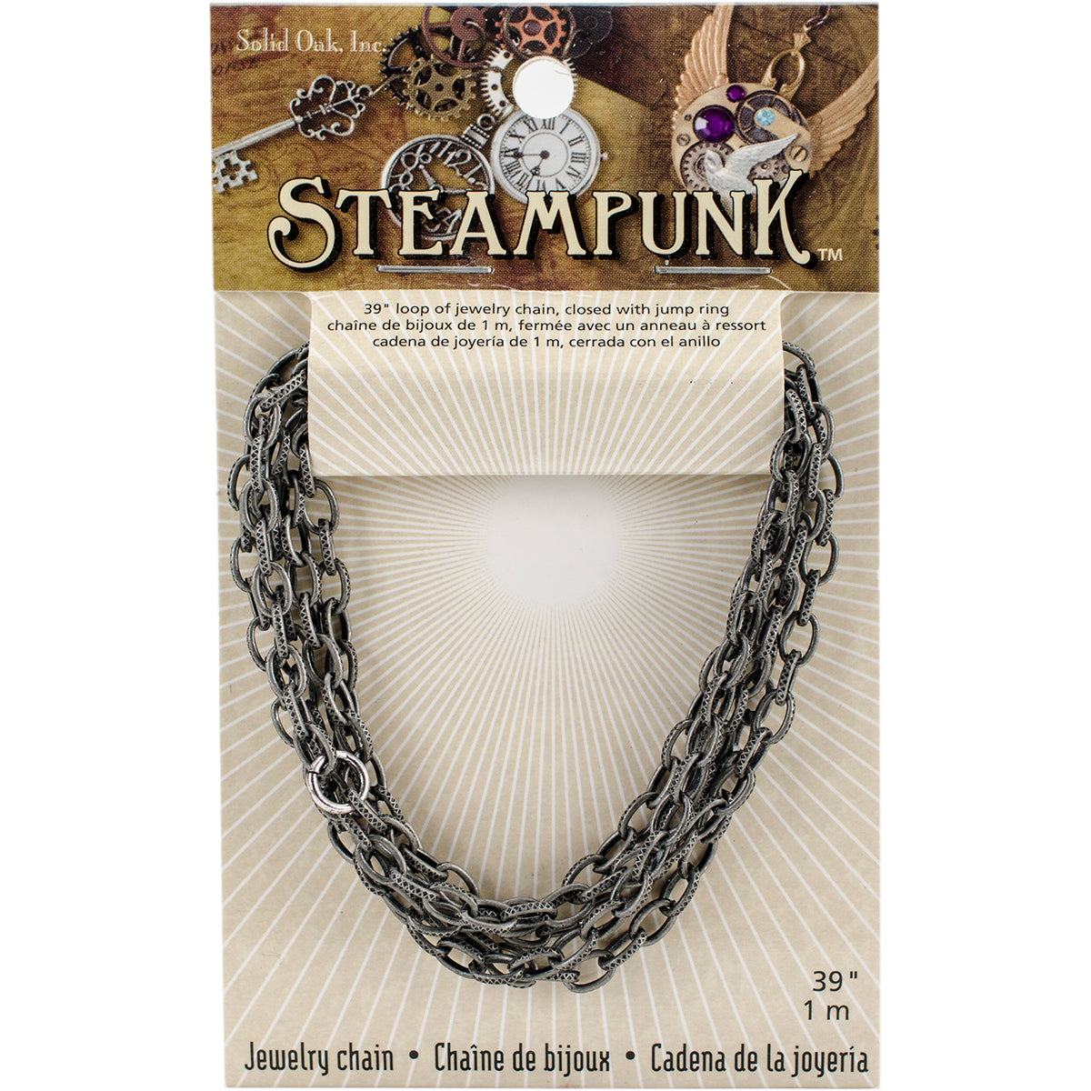 Steampunk Metal Chain 39" 1/Pkg Antique Silver Style A