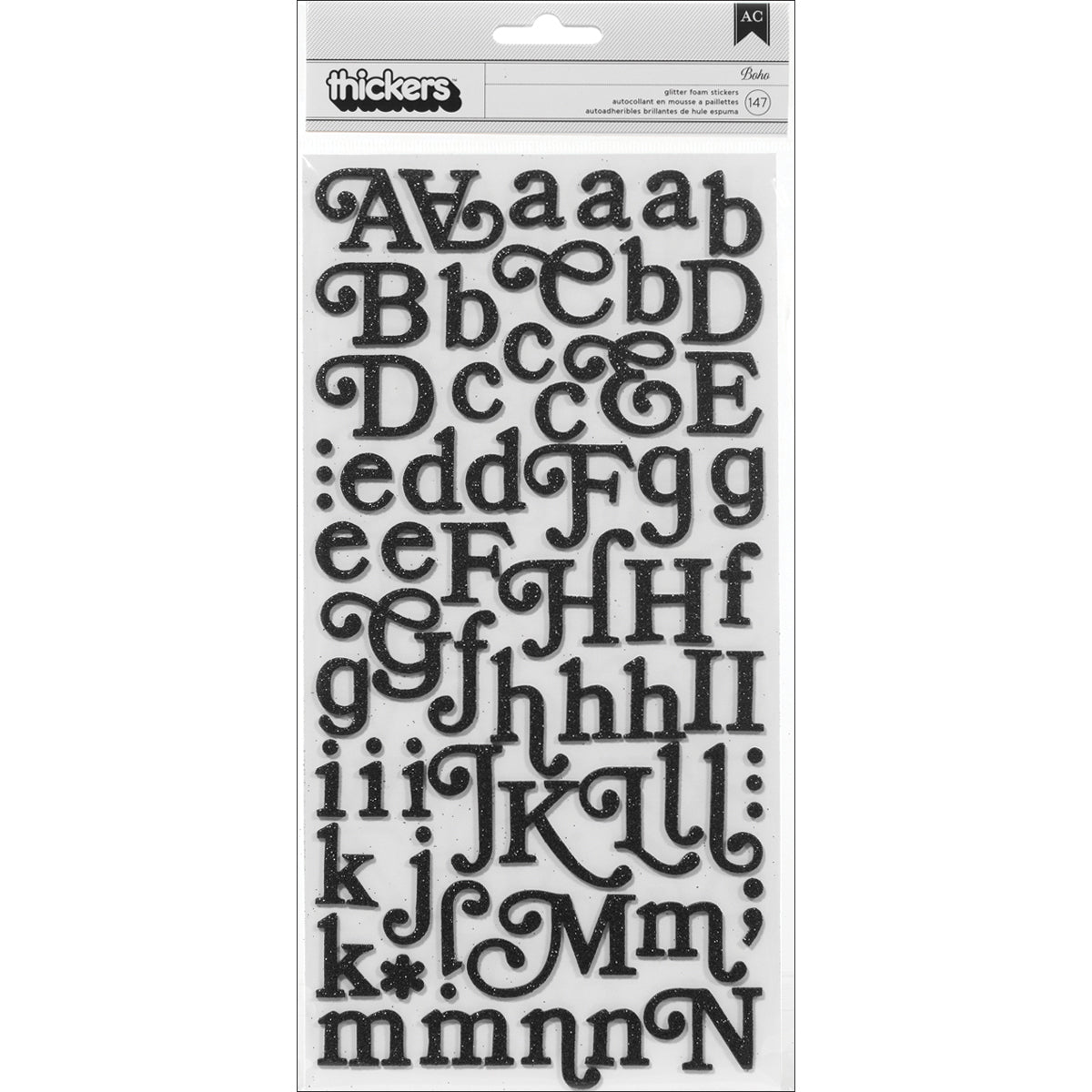 Soho Garden Thickers Alphabet Stickers Glitter Foam Boho/Black