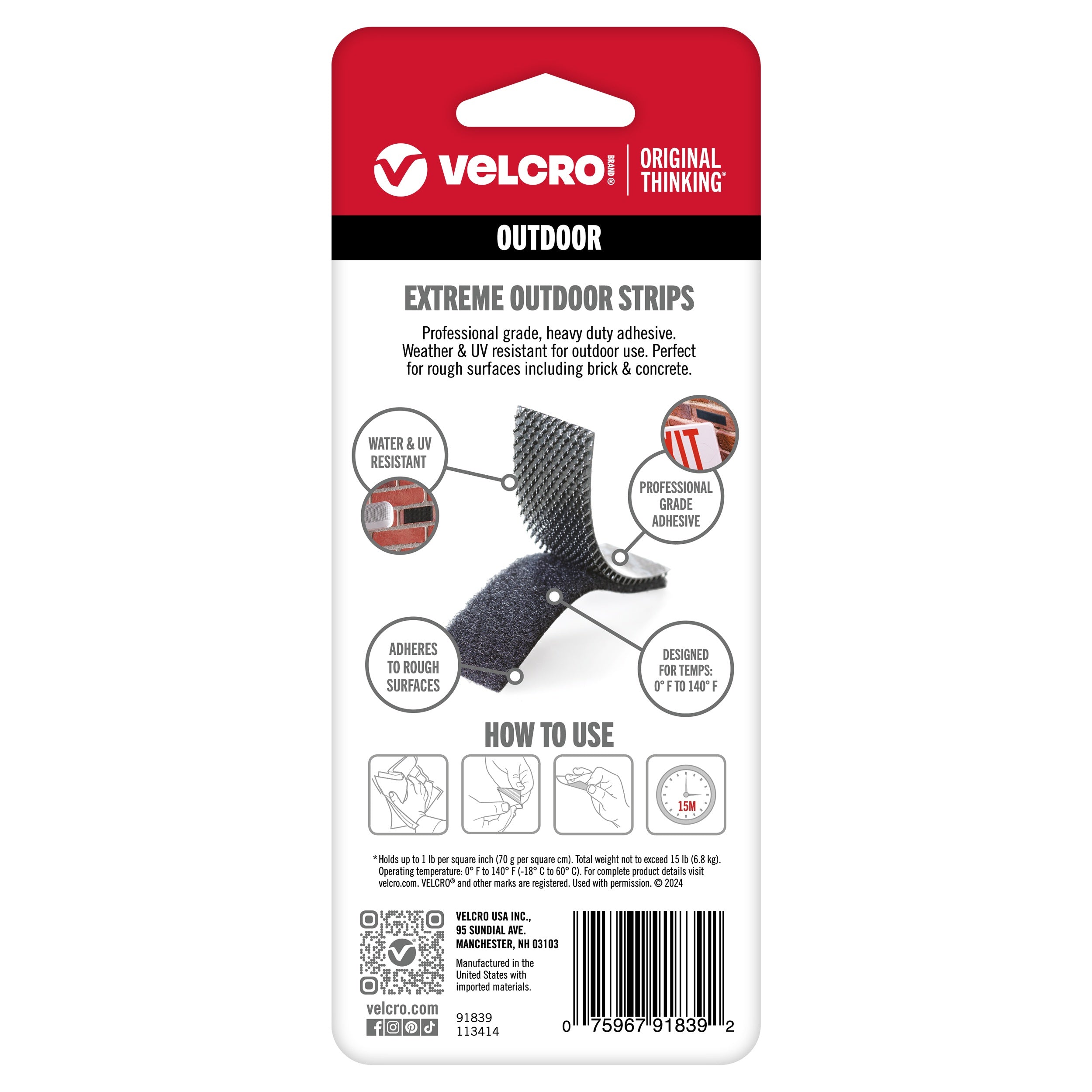 VELCRO(R) Brand Industrial Strength Extreme Fasteners 4"X2" Black