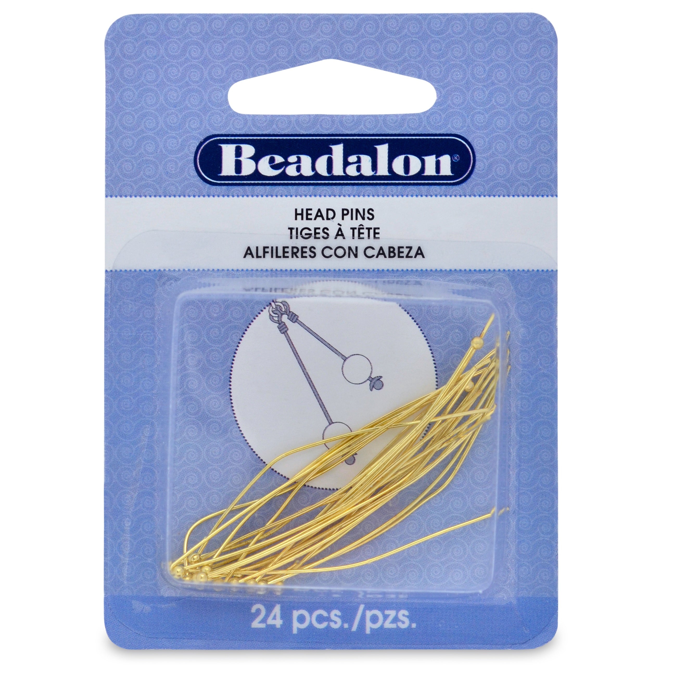 Head Pins Ball 2" 24/Pkg Gold-Plated