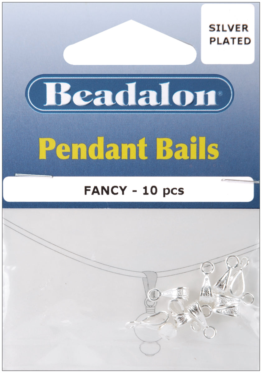 Pendant Bails Fancy 9.5mm 10/Pkg Silver-Plated