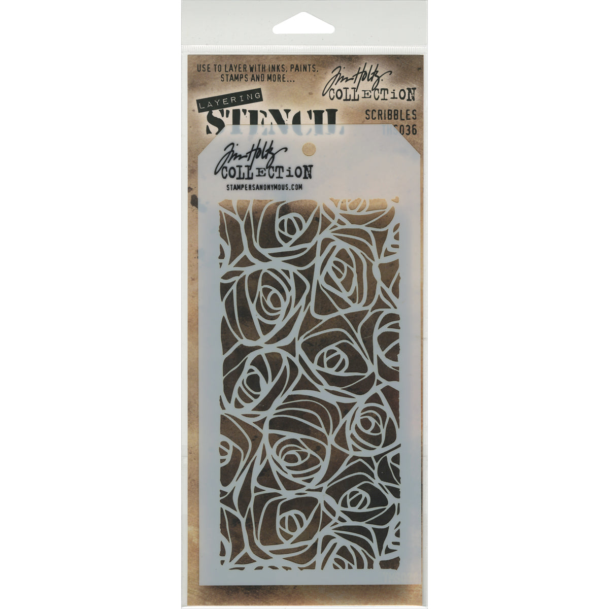 Tim Holtz Layered Stencil 4.125"X8.5" Scribbles