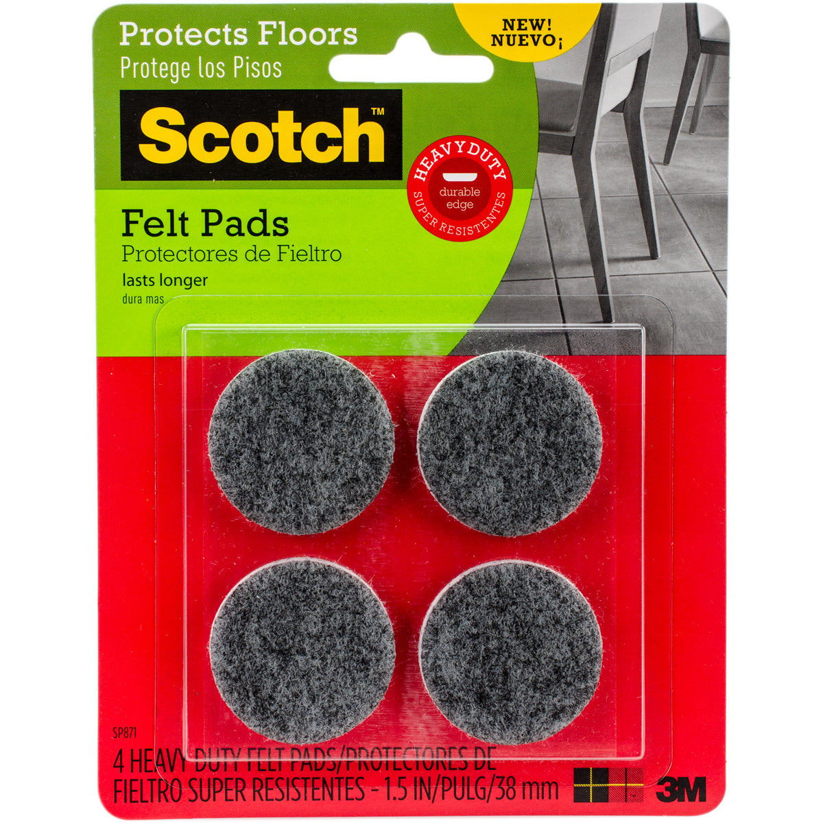 Scotch Heavy Duty Felt Pads 1.5" 4/Pkg