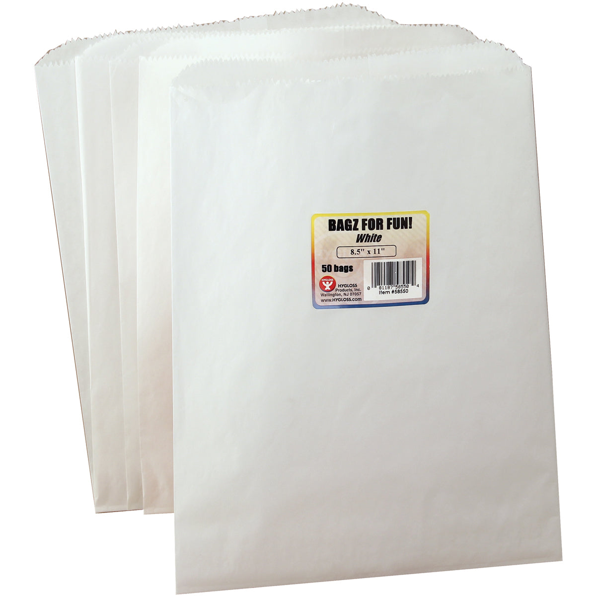 Pinch Bottom Paper Bags 8.5"X11" 50/Pkg White