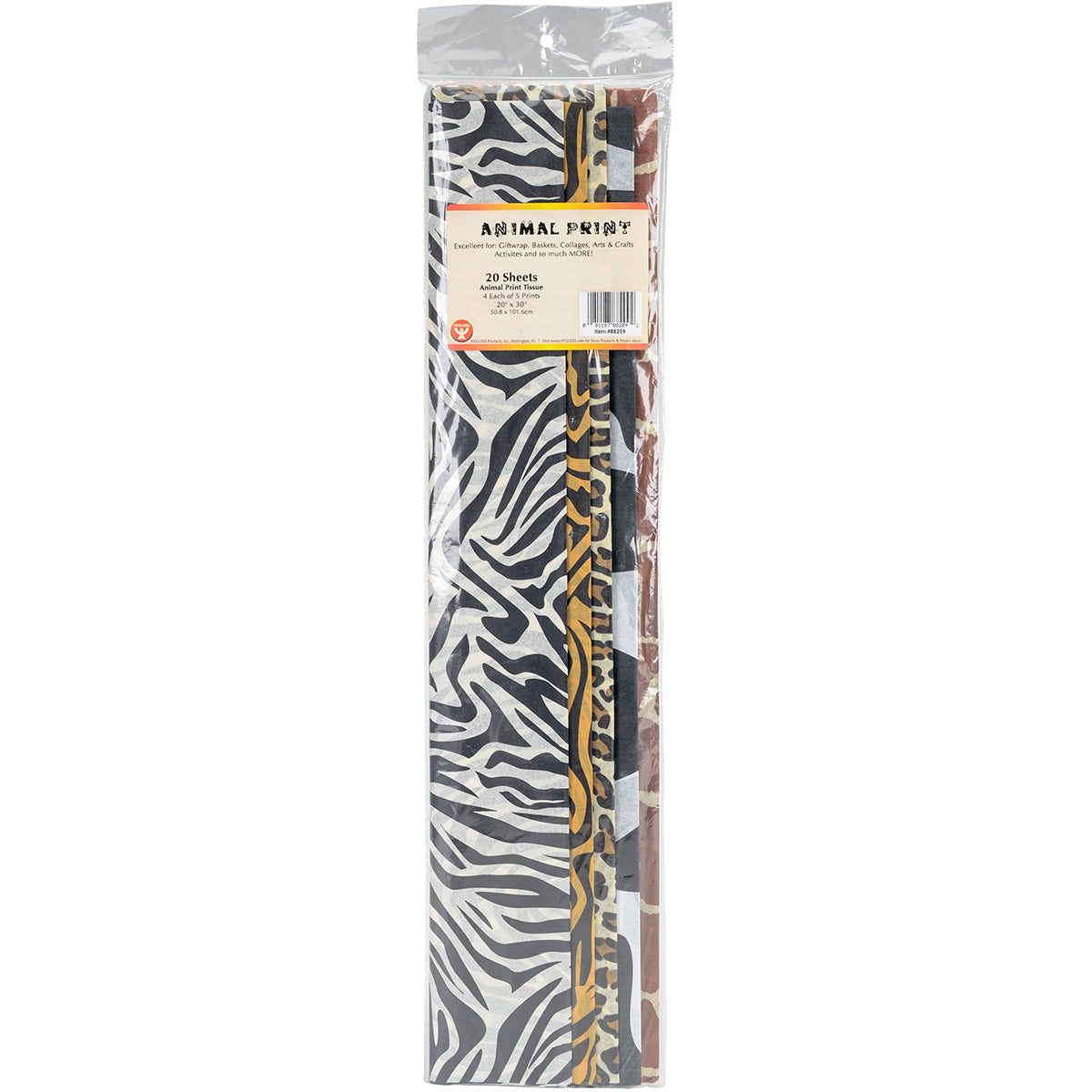 Tissue Paper 20"X30" 20/Pkg 4 Each Of 5 Animal Designs