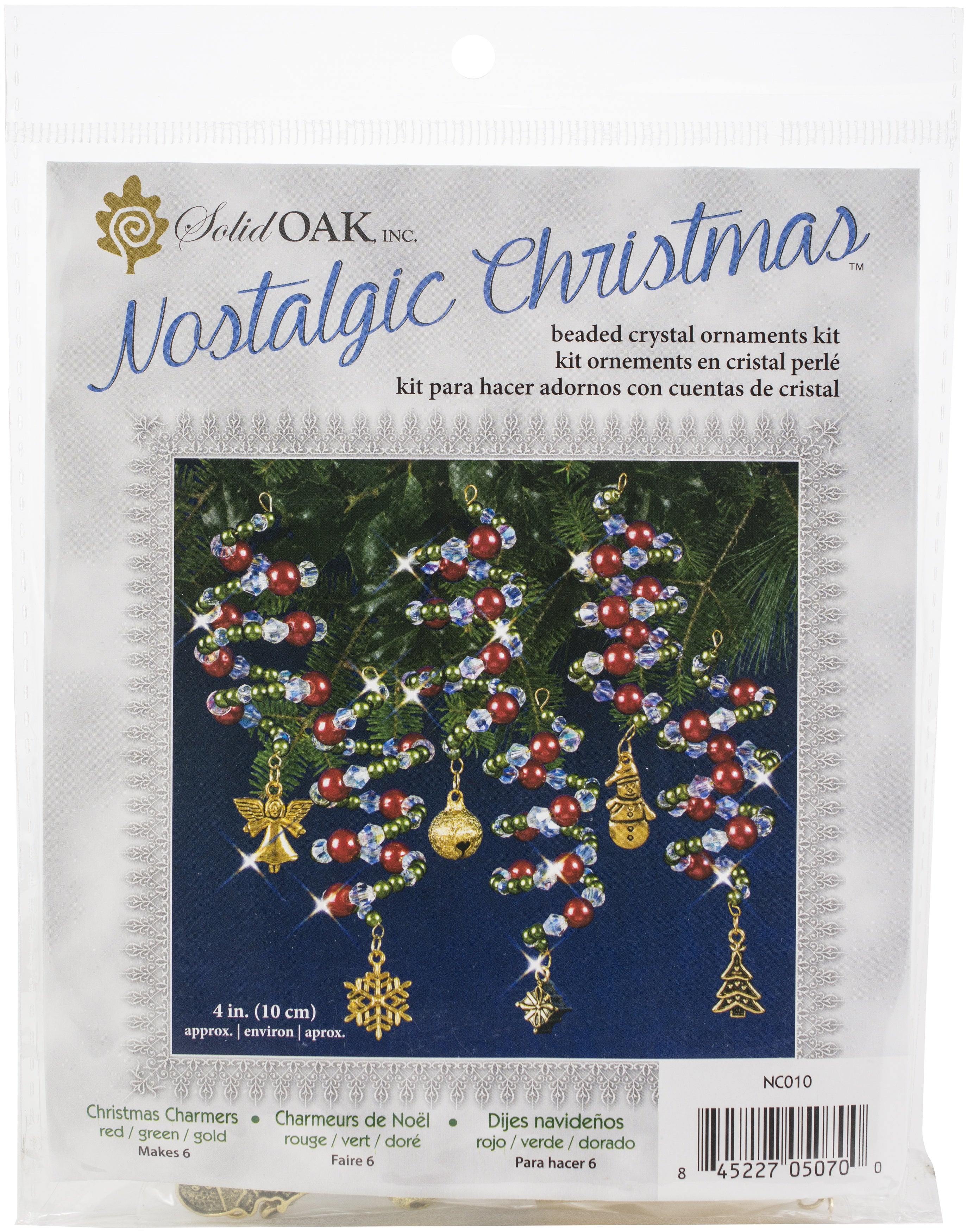 Nostalgic Christmas Beaded Crystal Ornament Kit Ruby, Green & Gold Xmas Charmers Makes 6