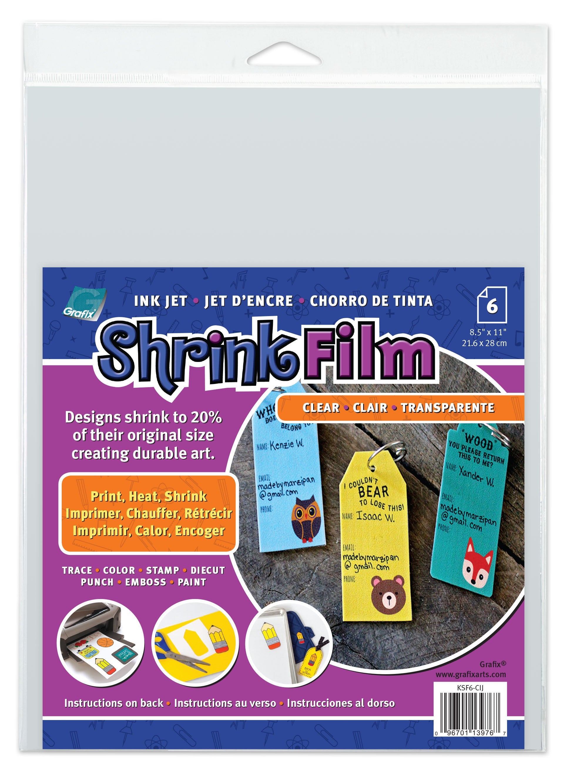 Ink Jet Shrink Film 8.5"X11" 6/Pkg Clear