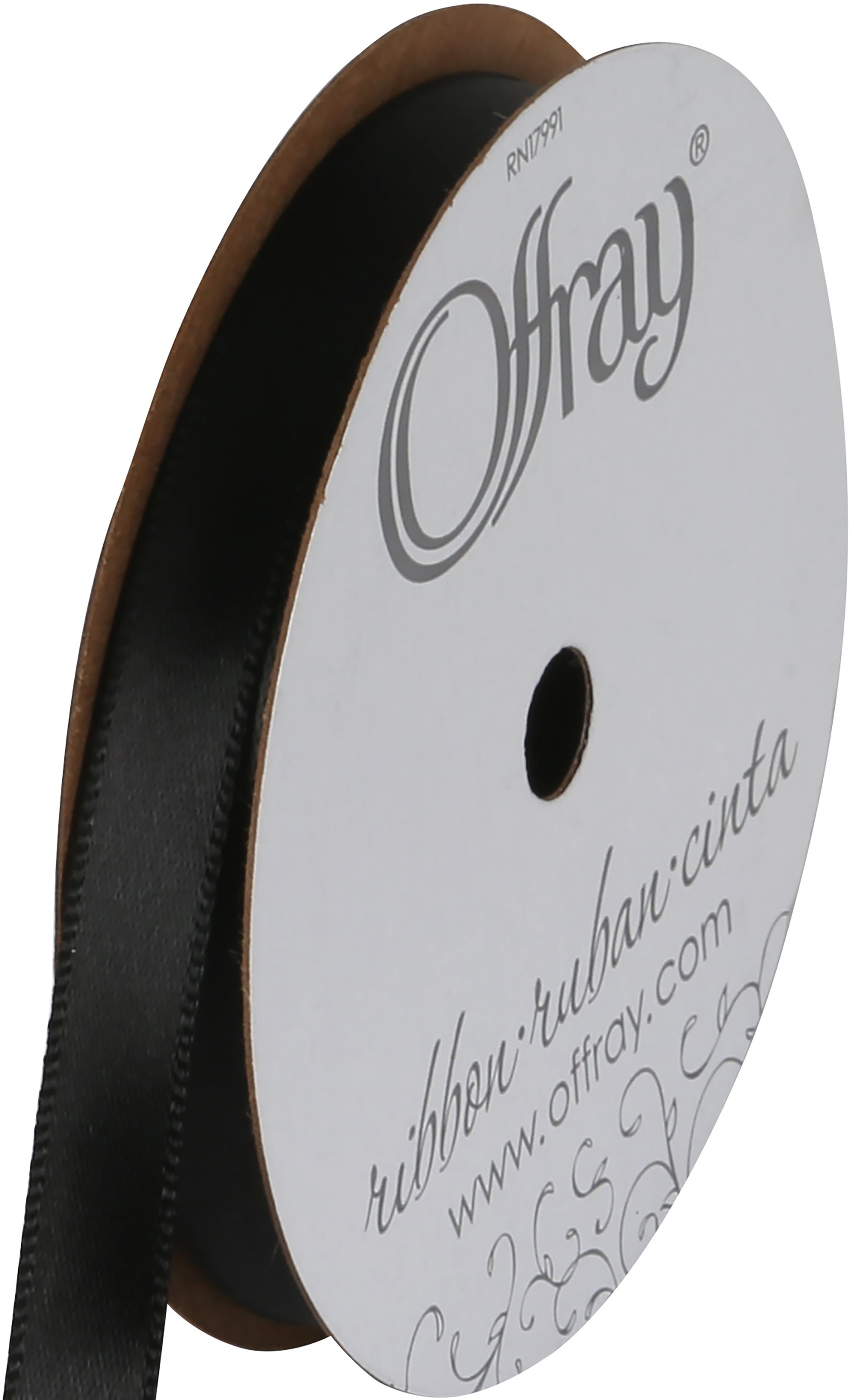Single Face Satin Ribbon 3/8"X18' Black