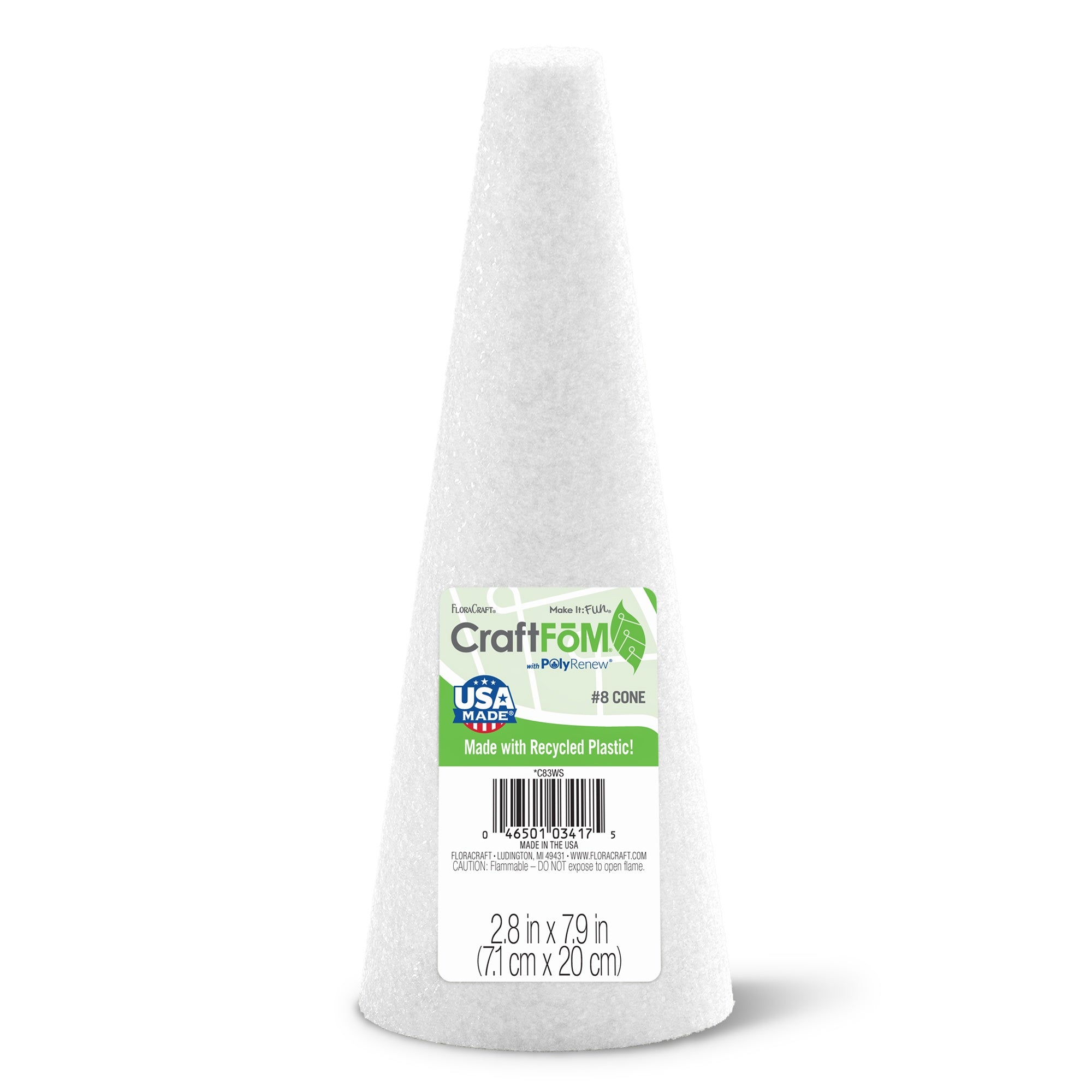 Styrofoam Cone 8"X3"