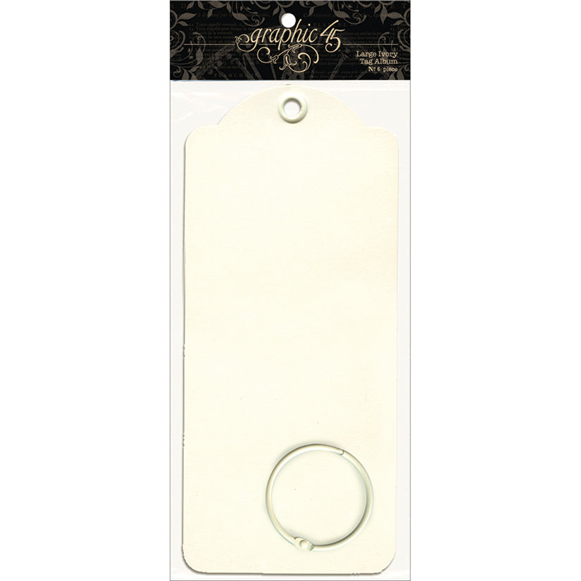 Graphic 45 Staples Large Tag Album 8.75"X3.875" Ivory