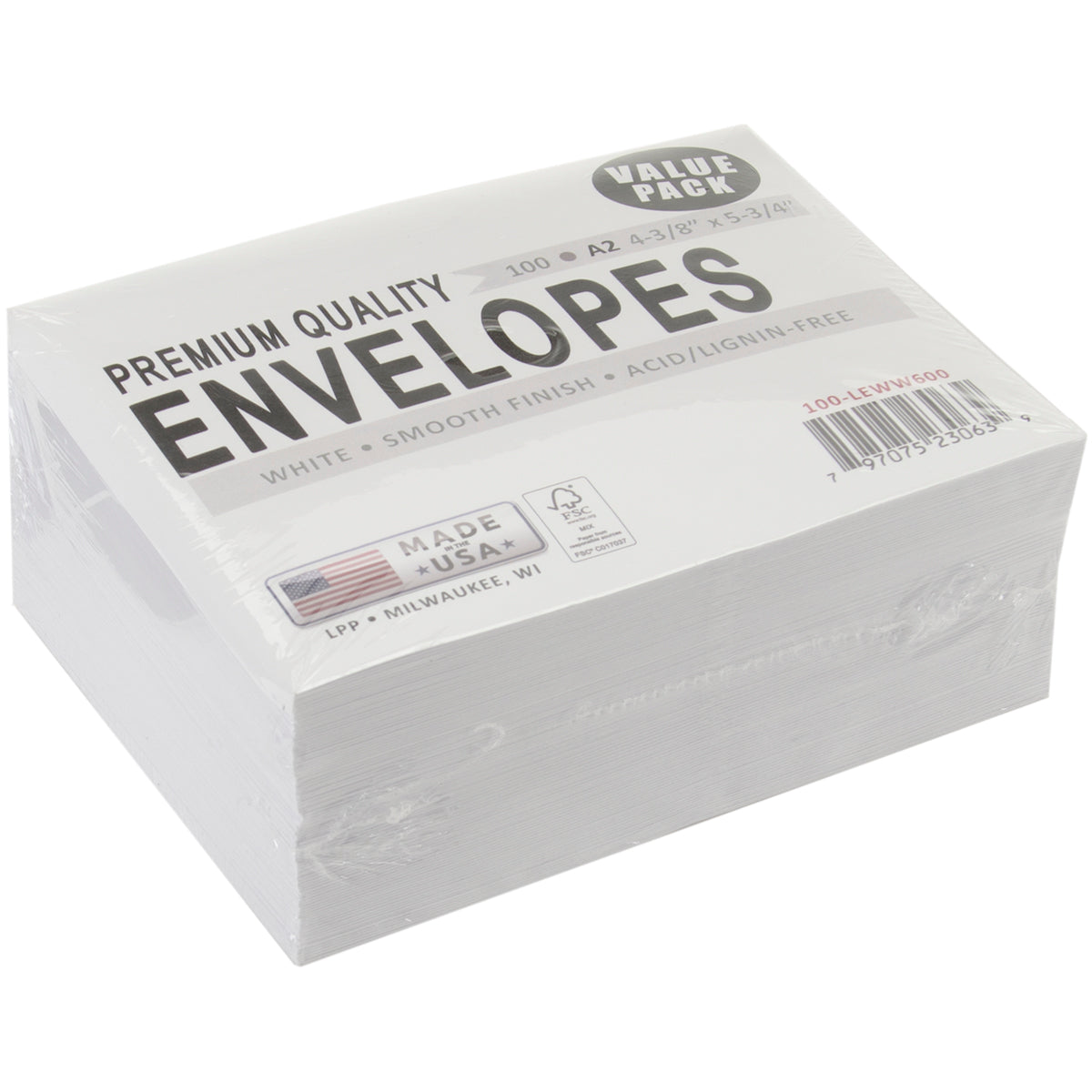 Leader A2 Envelopes (4.375"X5.75") 100/Pkg White