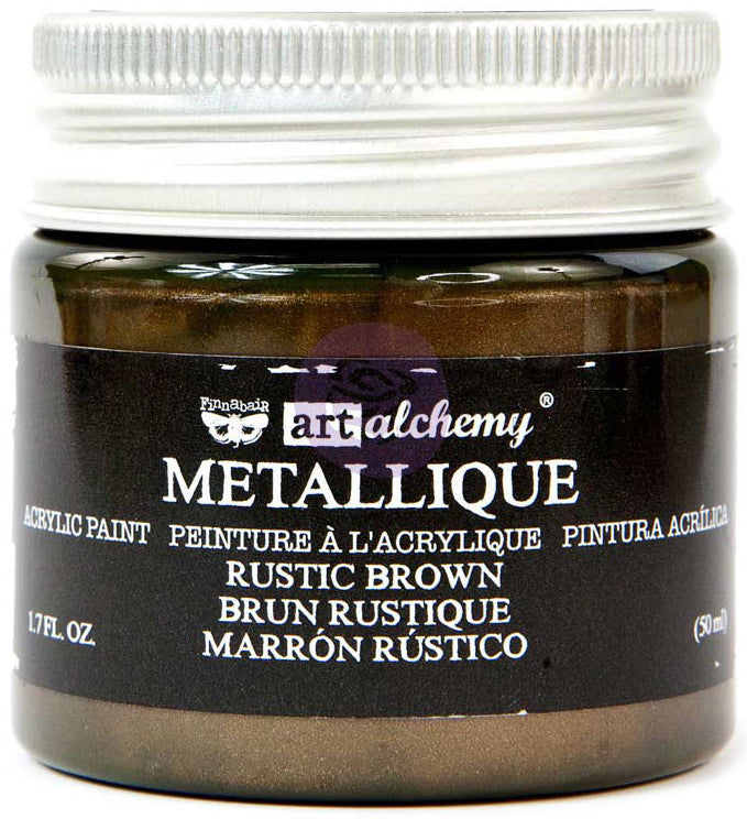 Finnabair Art Alchemy Acrylic Paint 1.7 Fluid Ounces Metallique Rustic Brown
