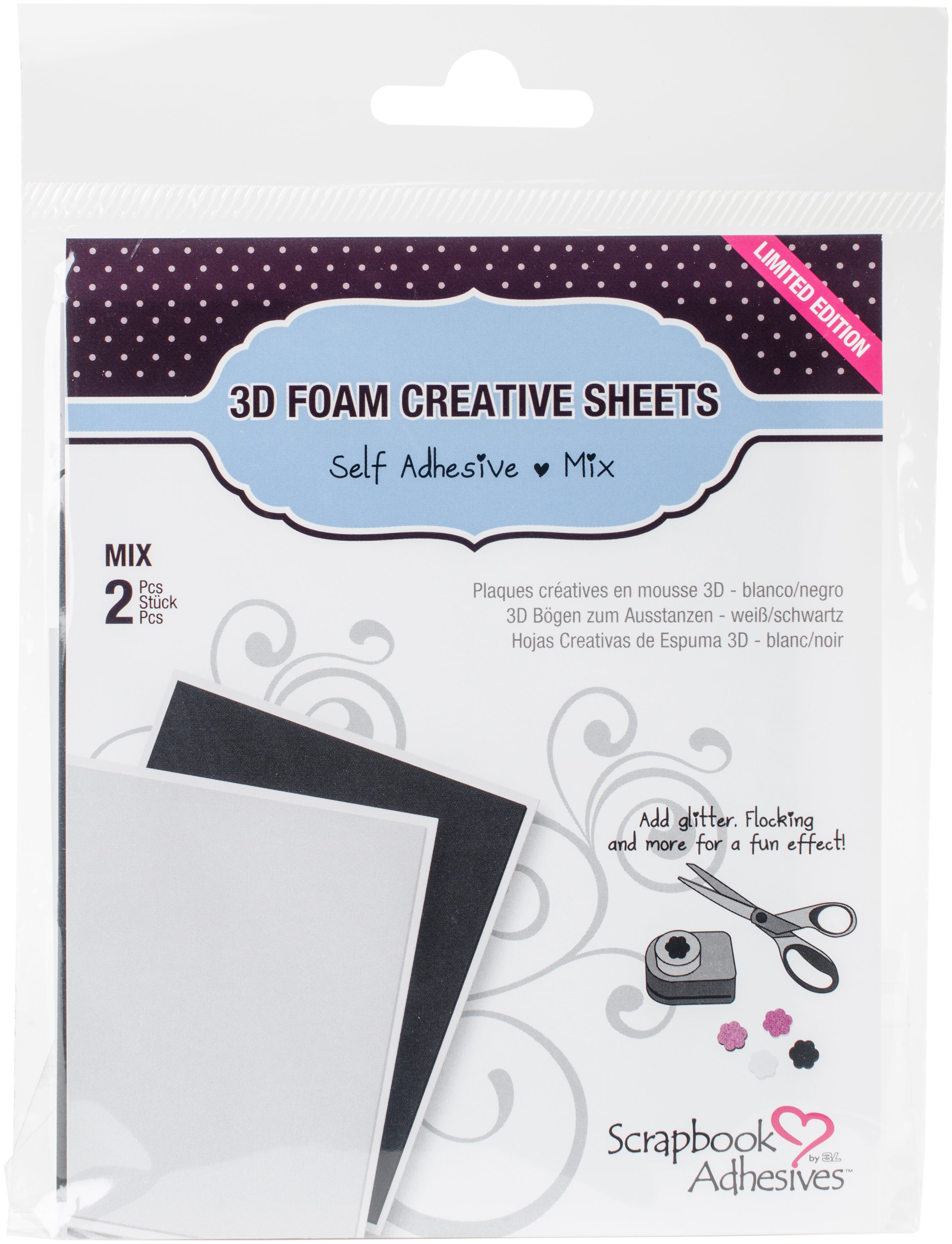 Scrapbook Adhesives 3D Foam Creative Sheets 2/Pkg 1 Black/1 White