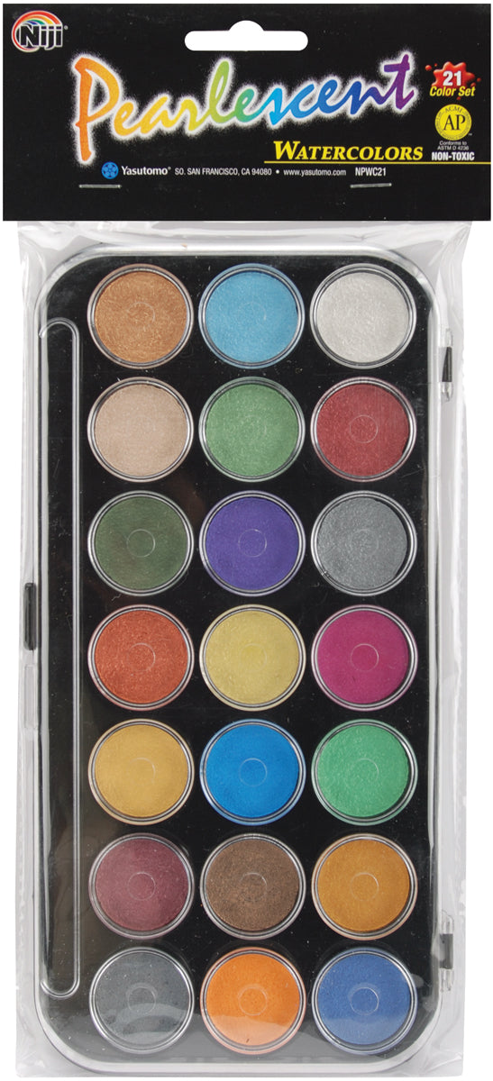 Pearlescent Watercolor Paint Cakes 21/Pkg Assorted Colors