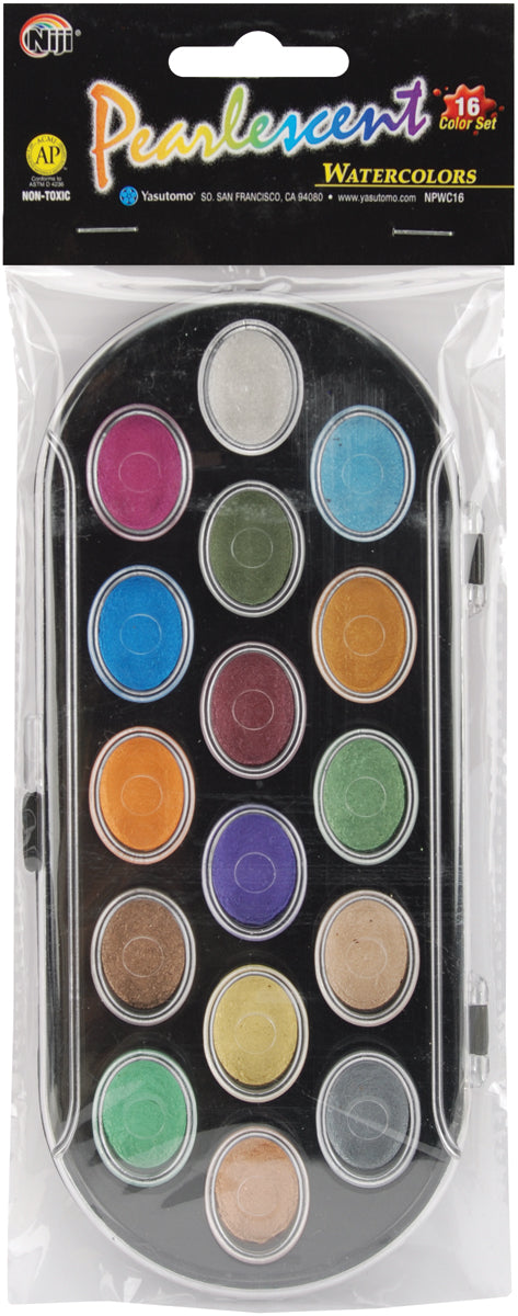 Pearlescent Watercolor Paint Cakes 16/Pkg Assorted Colors