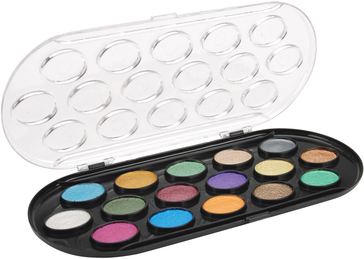 Pearlescent Watercolor Paint Cakes 16/Pkg Assorted Colors