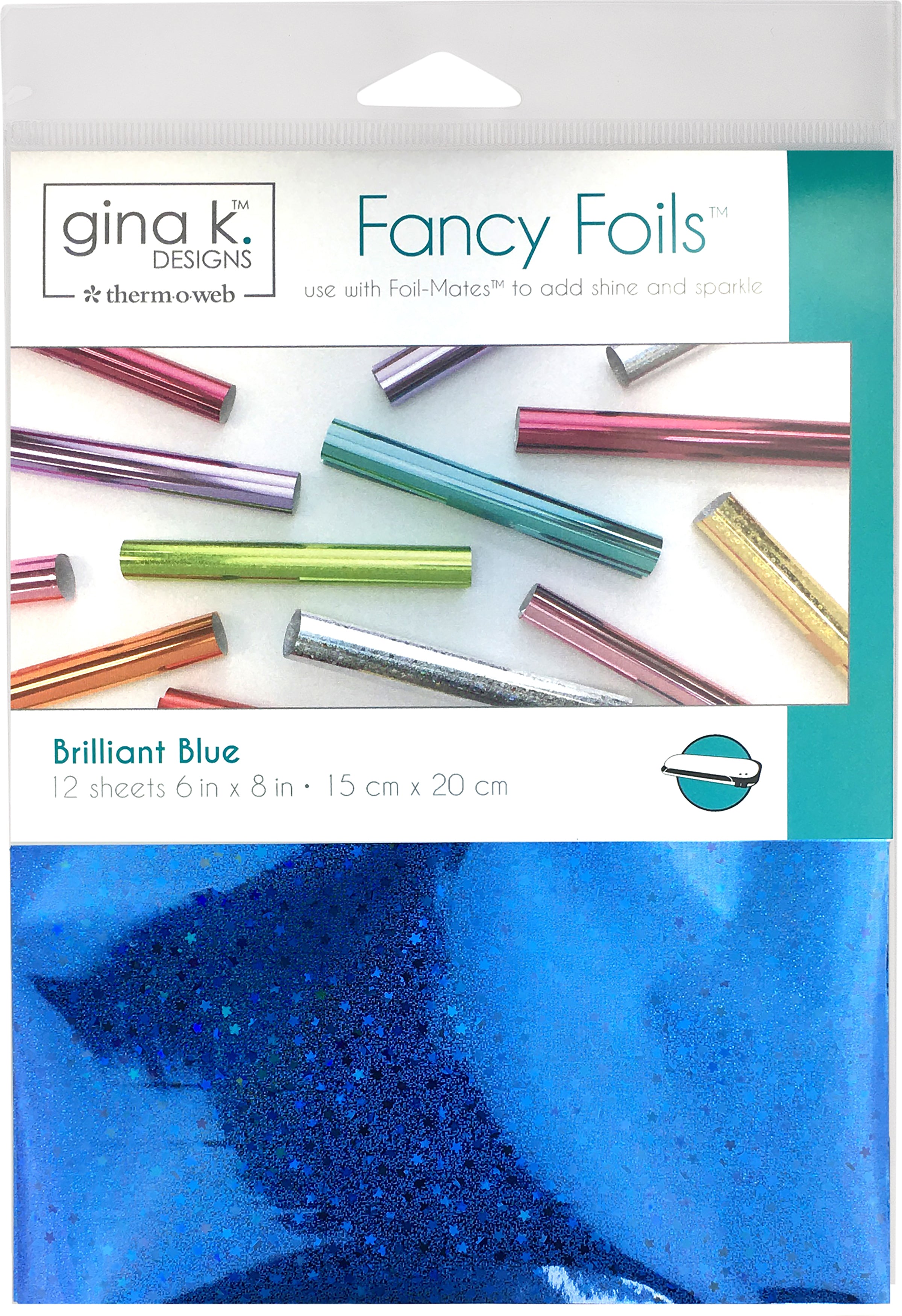 Gina K Designs Fancy Foil 6"X8" 12/Pkg Brilliant Blue Holographic