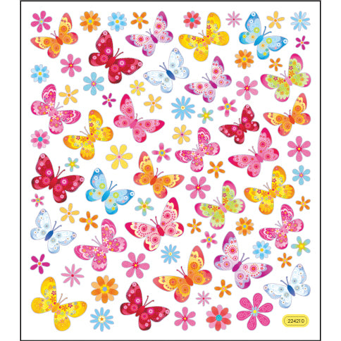 Multicolored Stickers Butterflies & Flowers