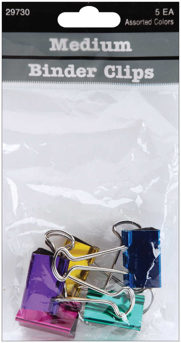 Medium Binder Clips 1" 5/Pkg Assorted Colors