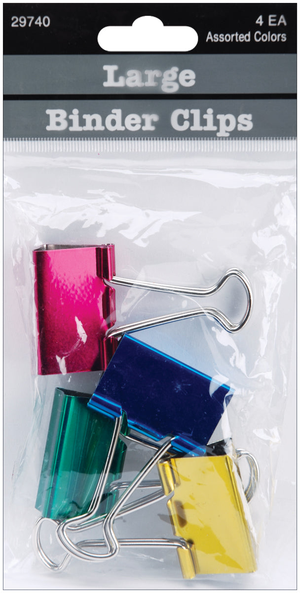 Large Binder Clips 1.25" 4/Pkg Assorted Colors