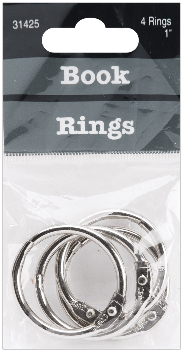 Book Rings 1" 4/Pkg Silver