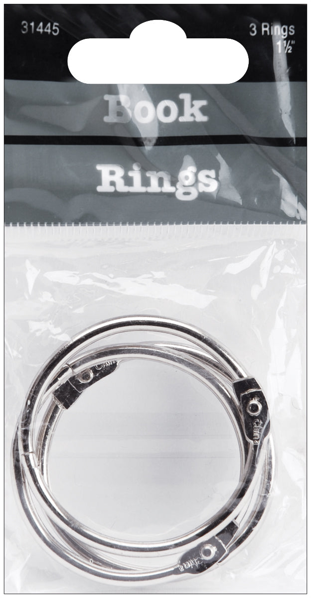 Book Rings 1.5" 3/Pkg Silver