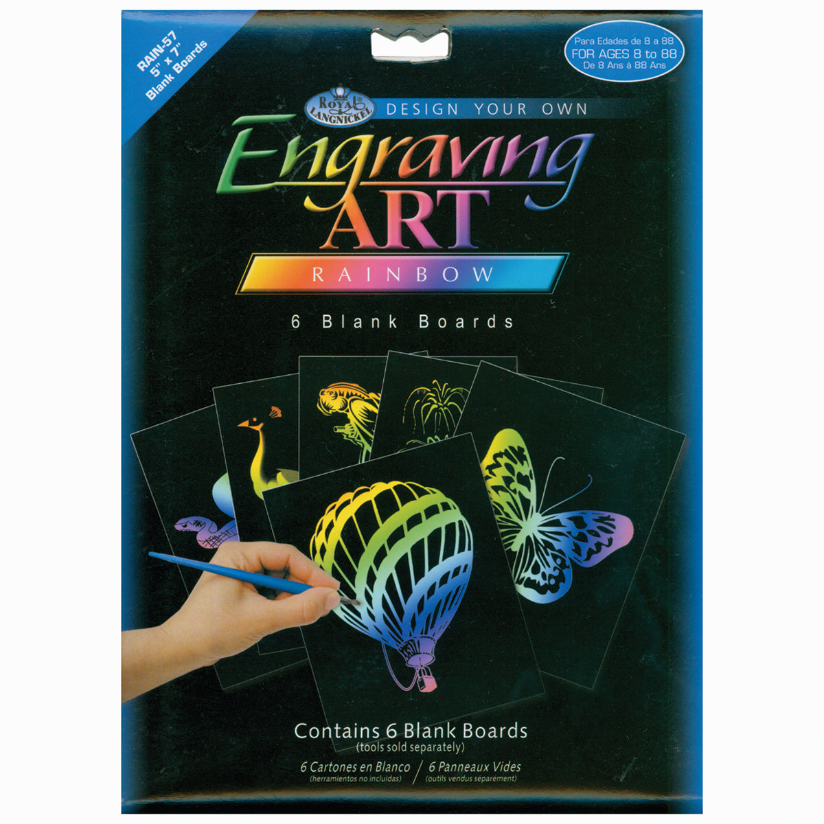 Foil Engraving Art Blank Boards 5"X7" 6/Pkg Rainbow