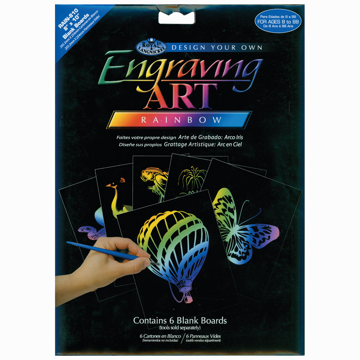 Foil Engraving Art Blank Boards 8"X10" 6/Pkg Rainbow