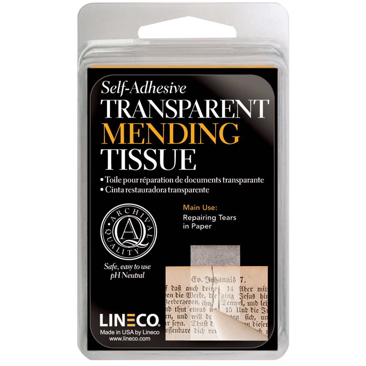 Self-Adhesive Book Mending Tissue Transparent .5"X12'