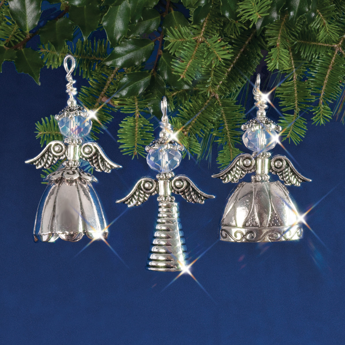 Holiday Beaded Ornament Kit Vintage Angels Makes 3