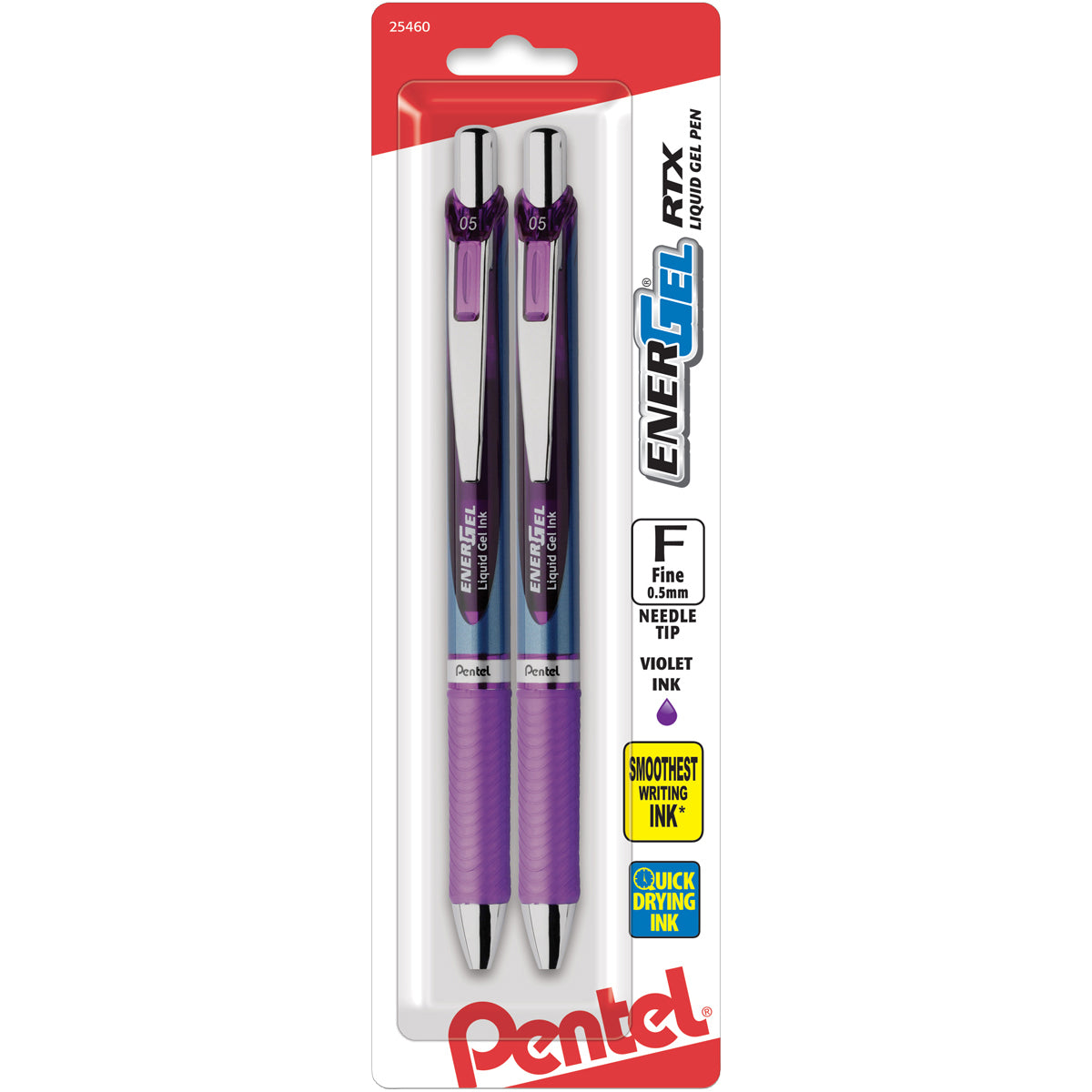 EnerGel RTX Retractable Liquid Gel Pen .5mm 2/Pkg Violet