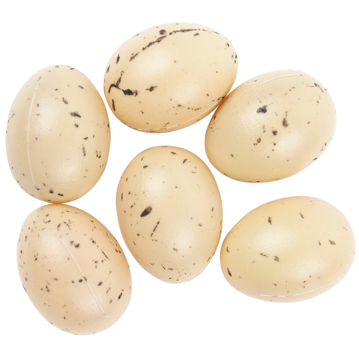 Plastic Bird Eggs 1" 6/Pkg Beige W/Brown Speckles