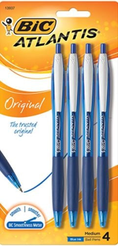 Atlantis Original Retractable Ballpoint Pen 4/Pkg Blue