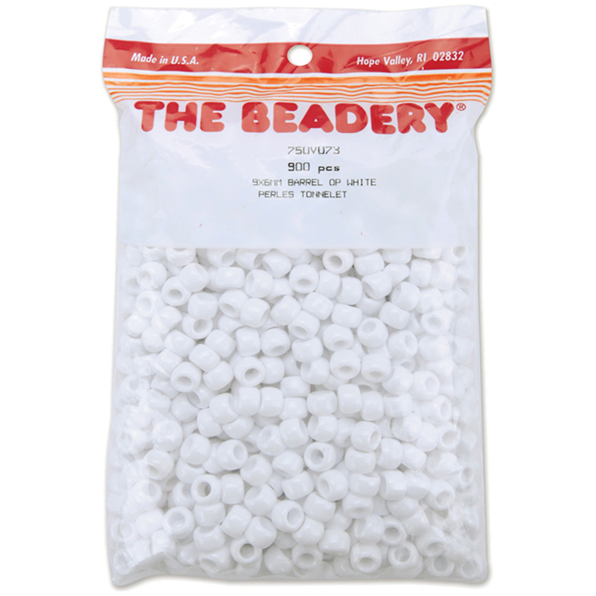 Pony Beads 6mmX9mm 900/Pkg Opaque White