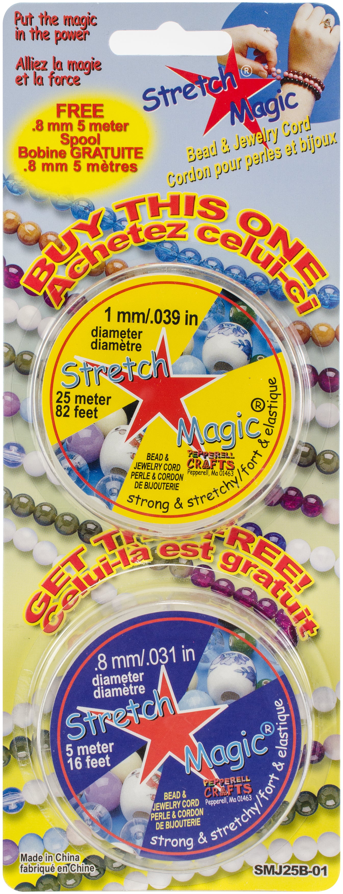 Stretch Magic Bead & Jewelry Cords 2/Pkg 1mmX25m & .8mmX5m Clear